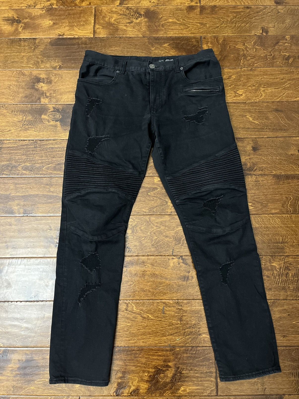 image of Armani Exchange Skinny Biker Jeans in Black, Men's (Size 38)