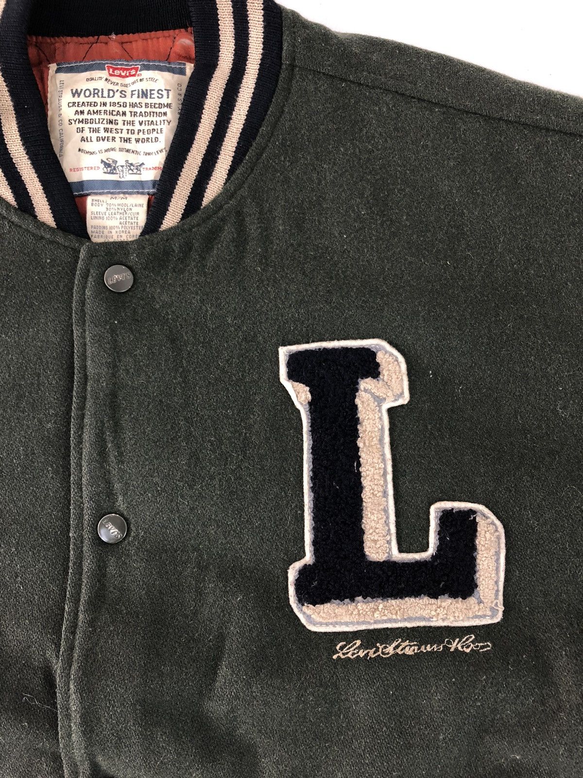 Leather × Levi's Vintage Levi’s Varsity Jacket Wool/Leather Material Rare Size US XL / EU 56 / 4 - 13 Thumbnail