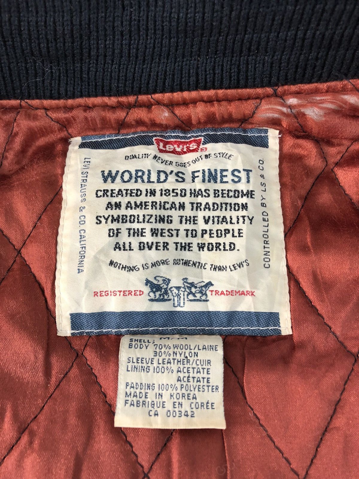 Leather × Levi's Vintage Levi’s Varsity Jacket Wool/Leather Material Rare Size US XL / EU 56 / 4 - 3 Thumbnail