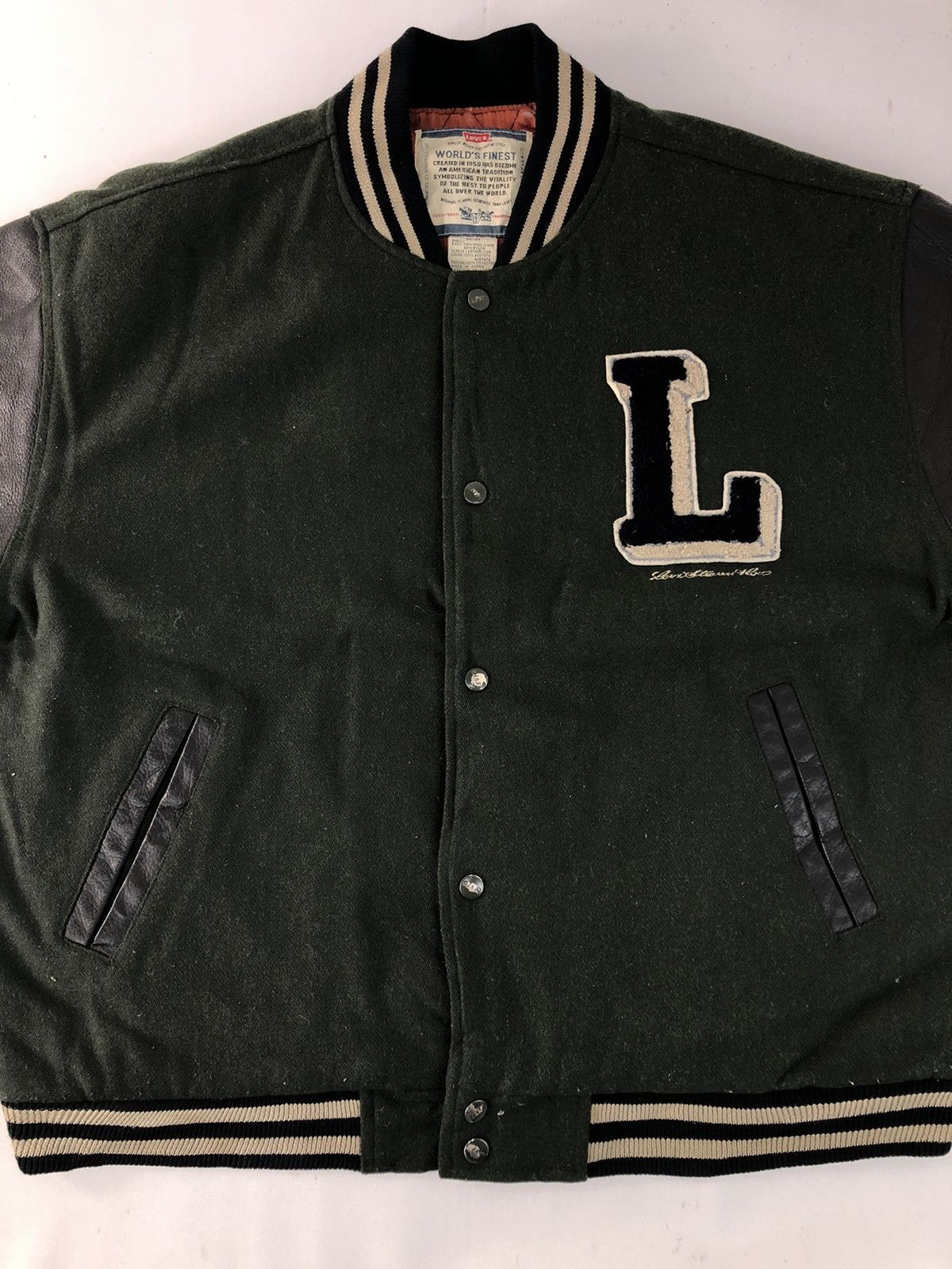 Leather × Levi's Vintage Levi’s Varsity Jacket Wool/Leather Material Rare Size US XL / EU 56 / 4 - 12 Thumbnail