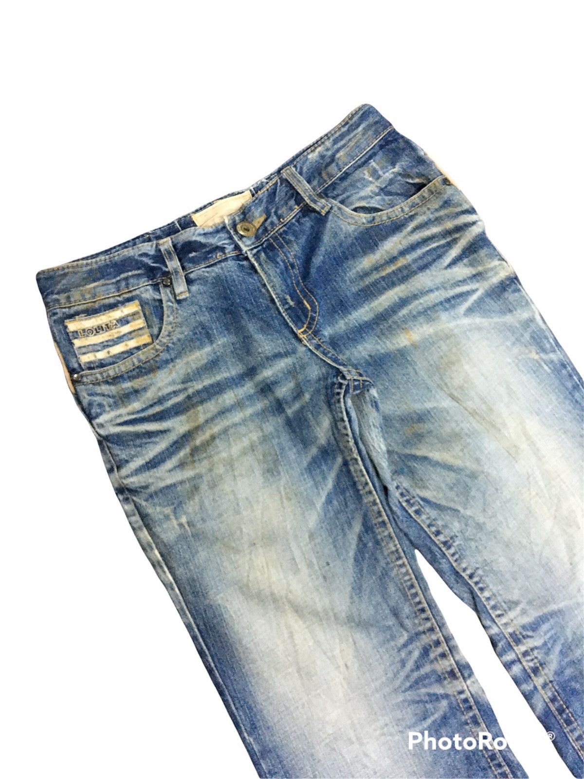 Japanese Brand RARE JapanBrand Lolita Distressed Denim Stripe Pocket Bear Size US 30 / EU 46 - 3 Thumbnail