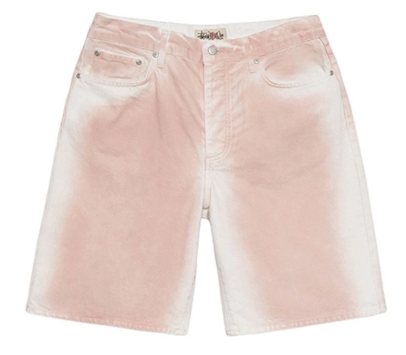 Stussy Stussy Spray Dye Big Ol Jean Shorts Faded Pink Size 32 New