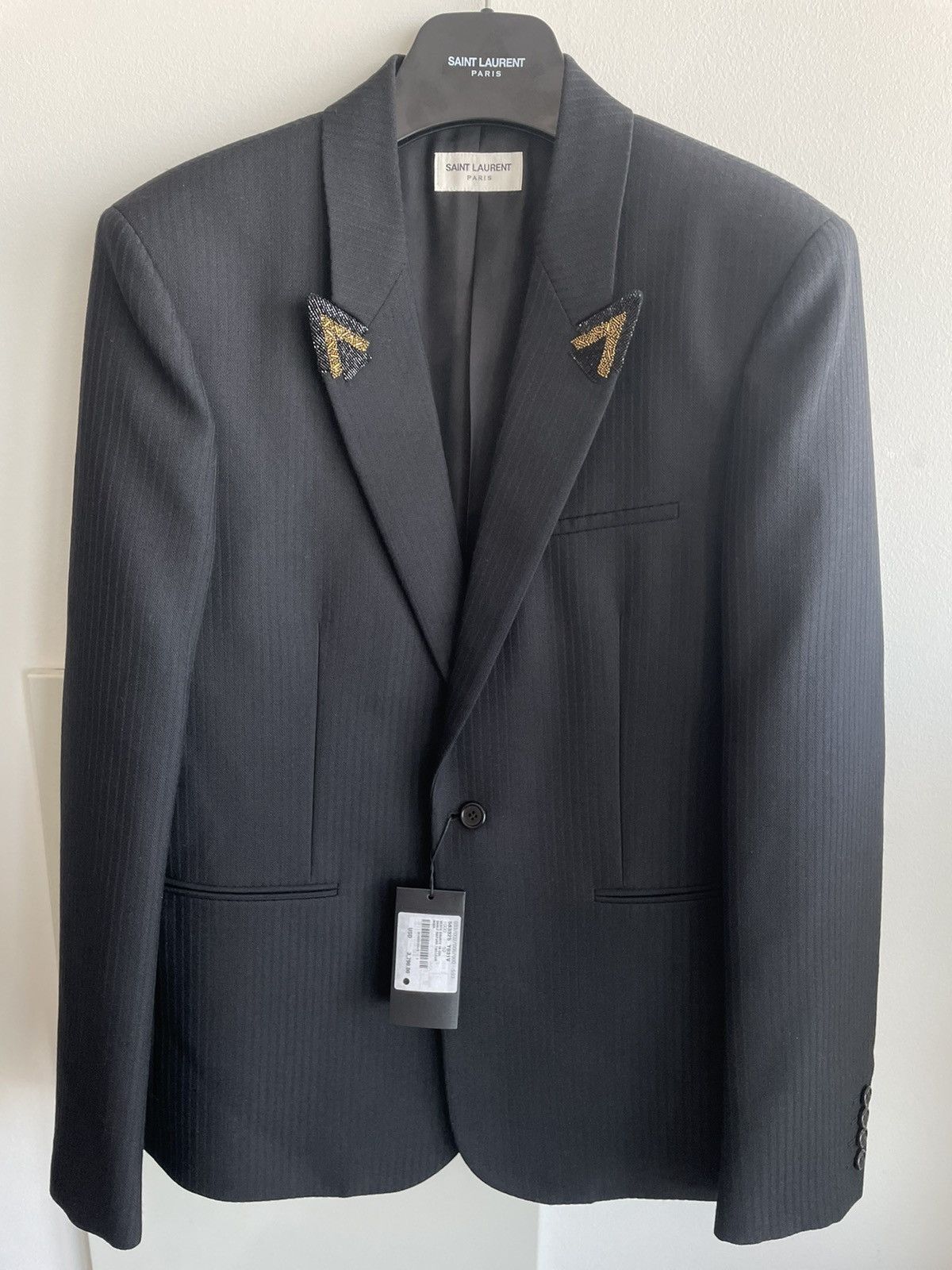 Hedi Slimane × Saint Laurent Paris × Yves Saint Laurent Rare $4,200 Value SuperRunway Limited Edition Studded Blazer Size 52R - 5 Thumbnail