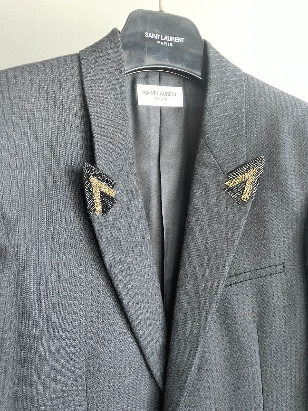 Hedi Slimane × Saint Laurent Paris × Yves Saint Laurent Rare $4,200 Value SuperRunway Limited Edition Studded Blazer Size 52R - 20 Thumbnail