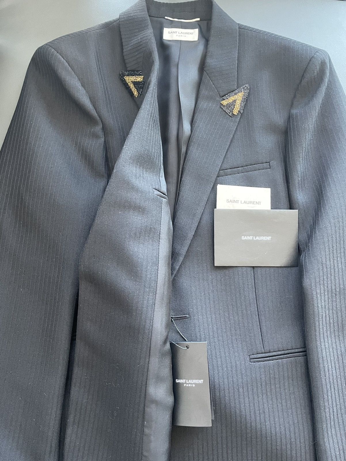 Hedi Slimane × Saint Laurent Paris × Yves Saint Laurent Rare $4,200 Value SuperRunway Limited Edition Studded Blazer Size 52R - 15 Thumbnail