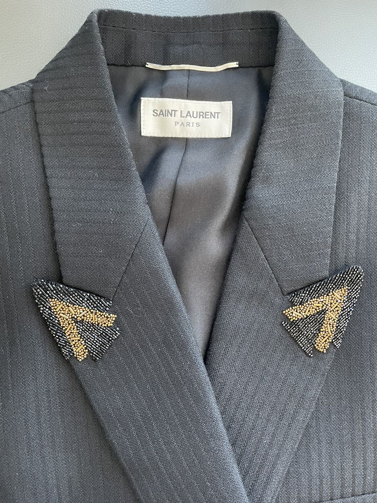 Hedi Slimane × Saint Laurent Paris × Yves Saint Laurent Rare $4,200 Value SuperRunway Limited Edition Studded Blazer Size 52R - 14 Thumbnail