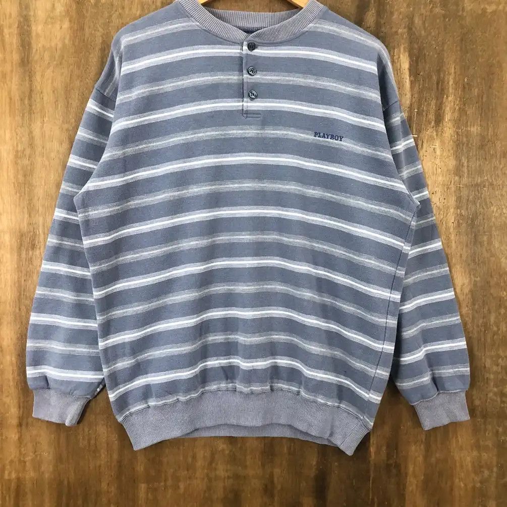 Playboy × Vintage Vintage Playboy Soft Blue Sweatshirt #0185 Size US L / EU 52-54 / 3 - 3 Thumbnail