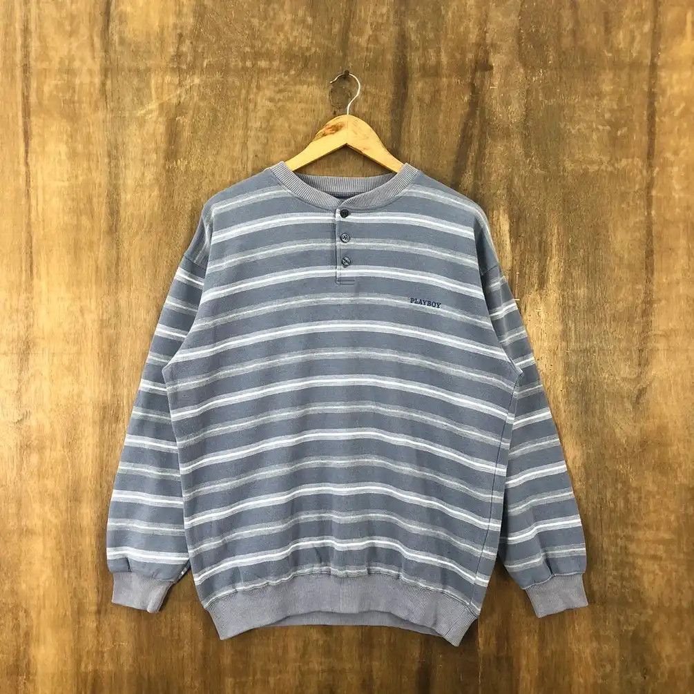 Playboy × Vintage Vintage Playboy Soft Blue Sweatshirt #0185 Size US L / EU 52-54 / 3 - 1 Thumbnail