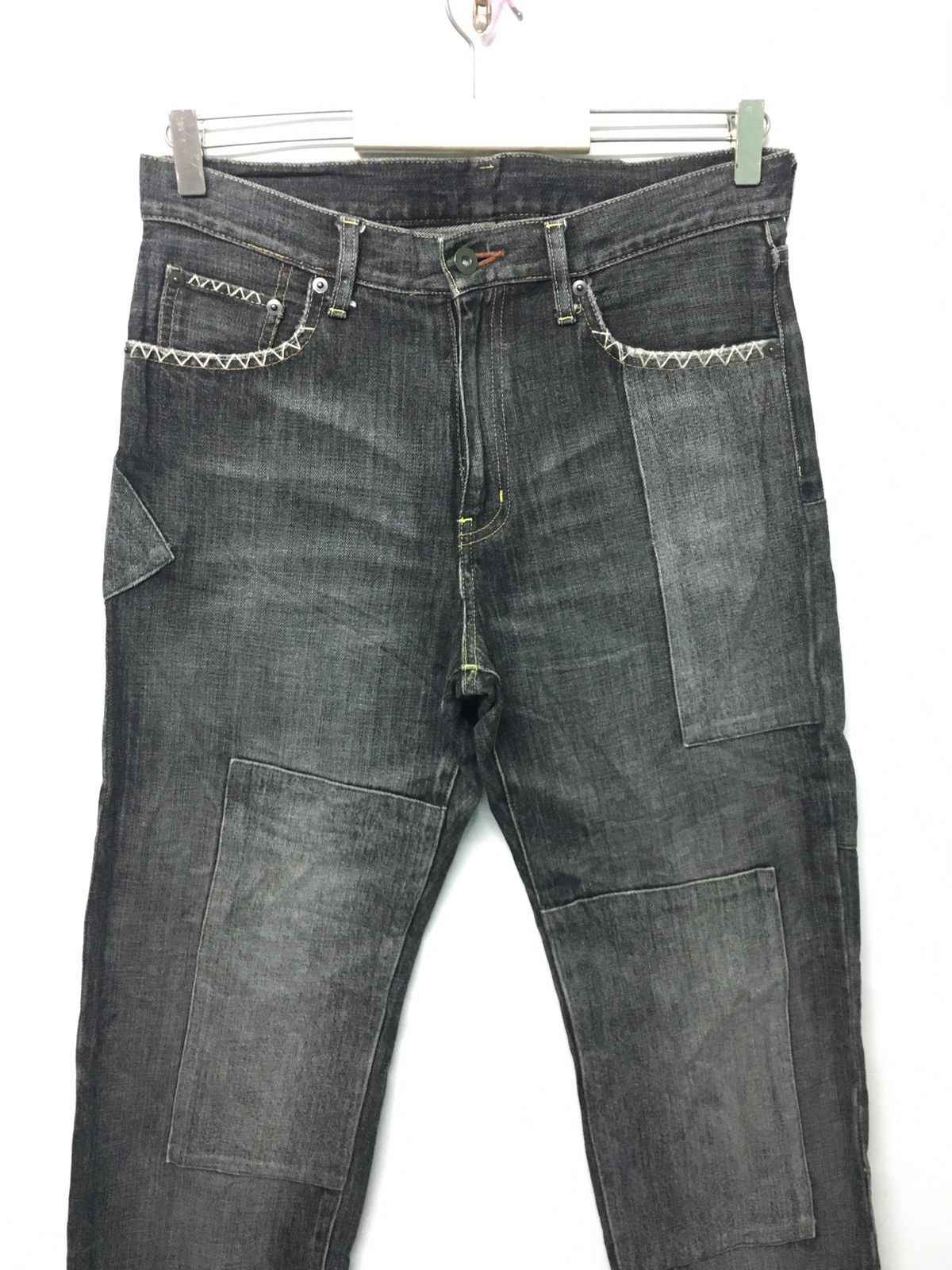Uniqlo UNIQLO Jeans Faded Patch Work sashiko embroidery Size US 32 / EU 48 - 2 Thumbnail