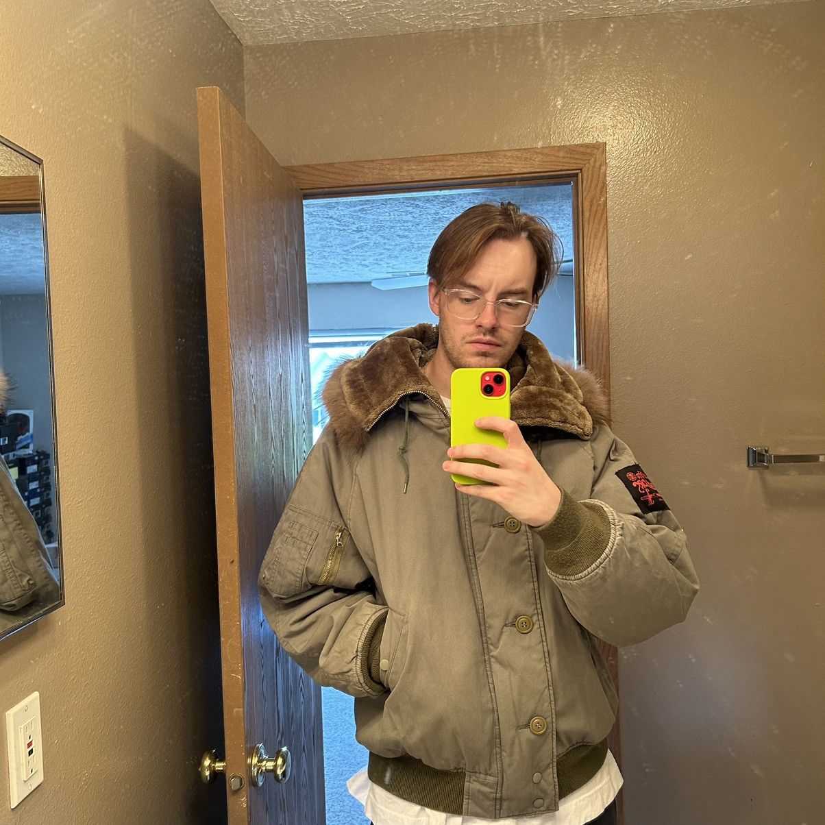MAGIC STICK 2016 CROPPED DOWN-FiLLED N-2B COAT PARKA FUR-LiNED HOOD Size US L / EU 52-54 / 3 - 17 Thumbnail