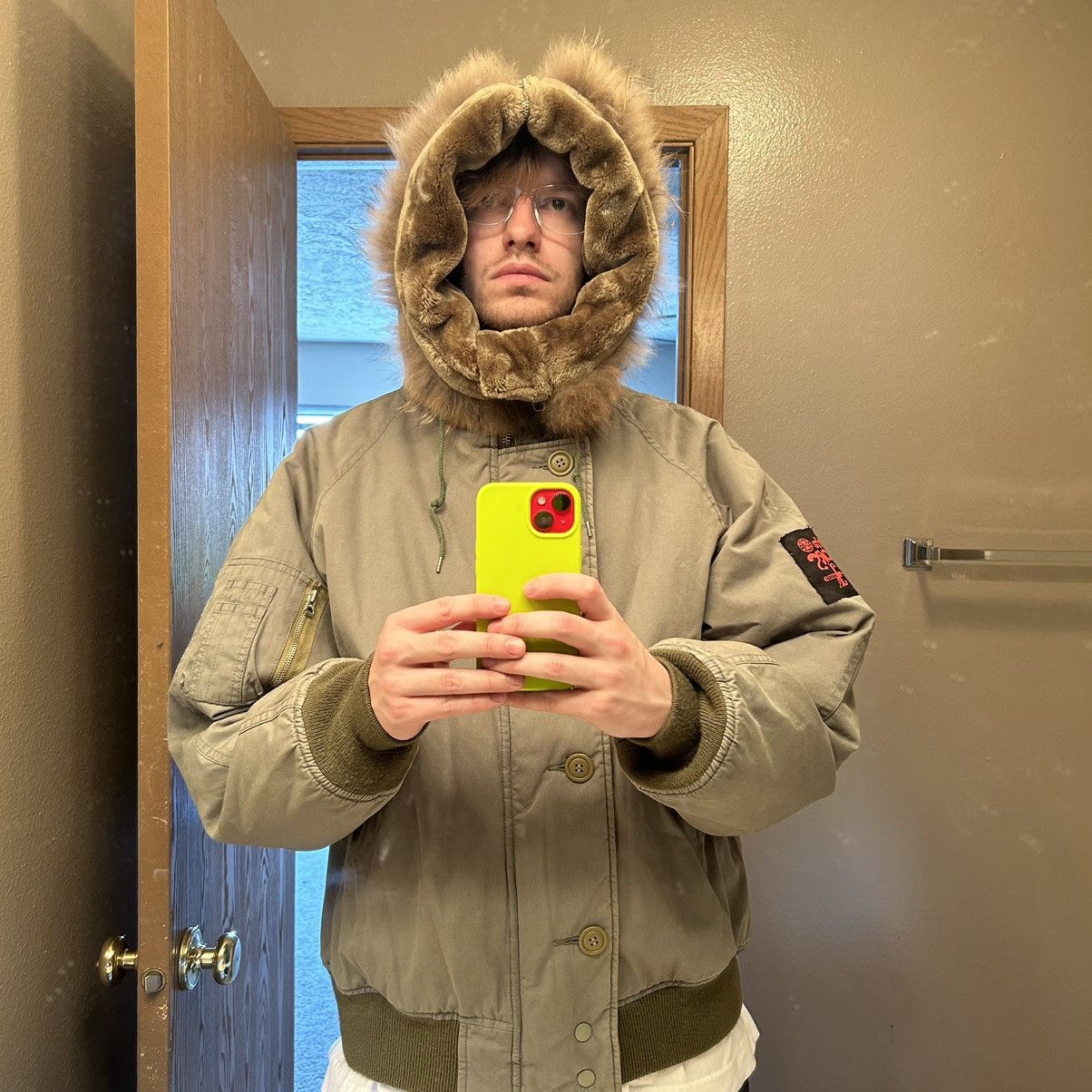 MAGIC STICK 2016 CROPPED DOWN-FiLLED N-2B COAT PARKA FUR-LiNED HOOD Size US L / EU 52-54 / 3 - 18 Thumbnail