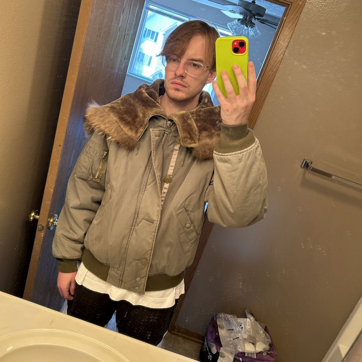 MAGIC STICK 2016 CROPPED DOWN-FiLLED N-2B COAT PARKA FUR-LiNED HOOD Size US L / EU 52-54 / 3 - 20 Thumbnail