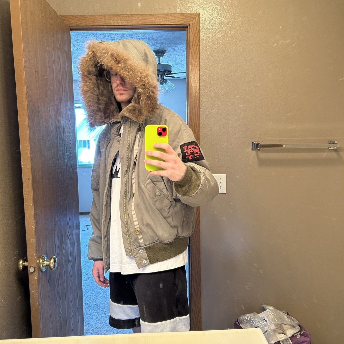 MAGIC STICK 2016 CROPPED DOWN-FiLLED N-2B COAT PARKA FUR-LiNED HOOD Size US L / EU 52-54 / 3 - 15 Thumbnail
