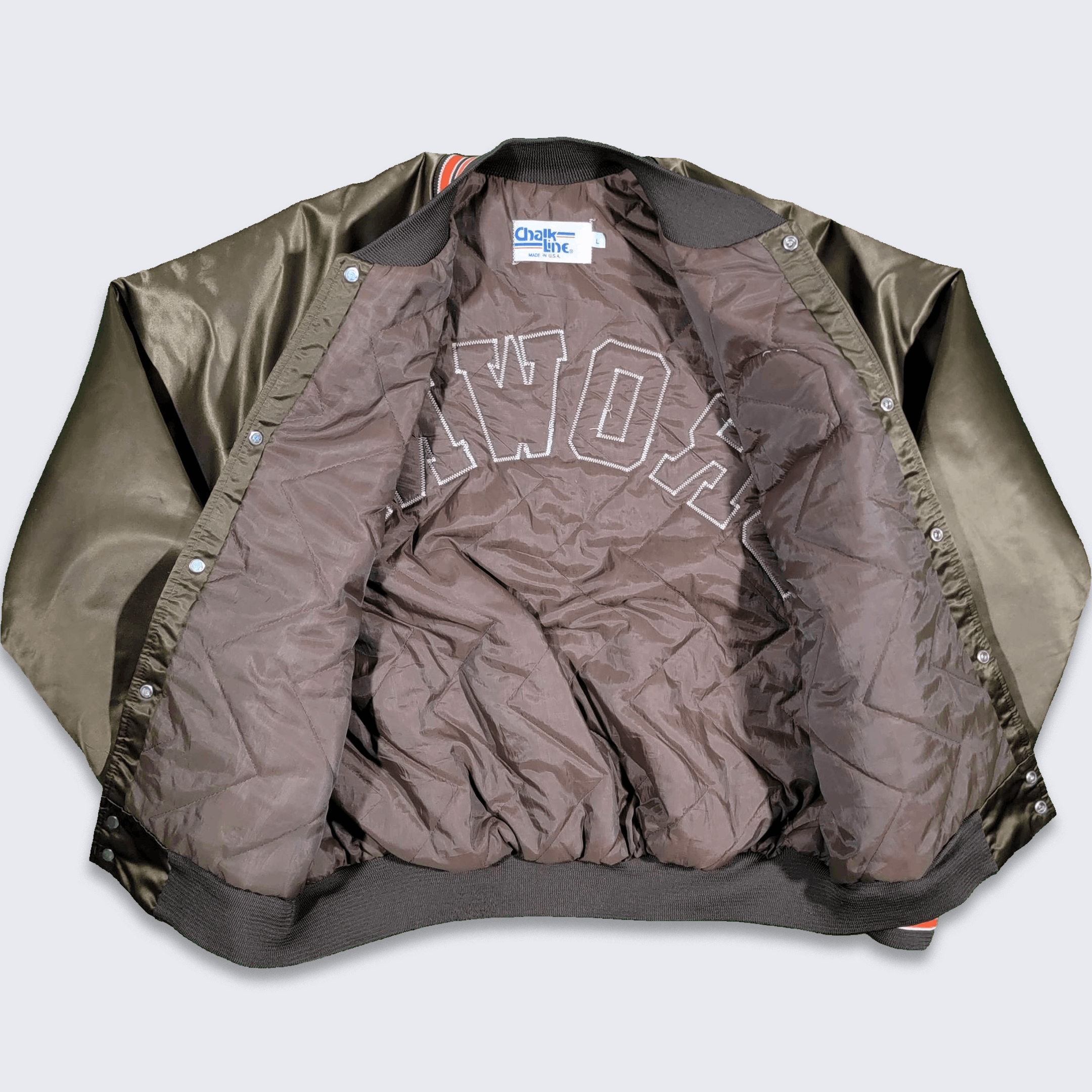 Chalk Line × Vintage Cleveland Browns Vintage 80s Chalk Line Satin Bomber Jacket Size US L / EU 52-54 / 3 - 3 Thumbnail