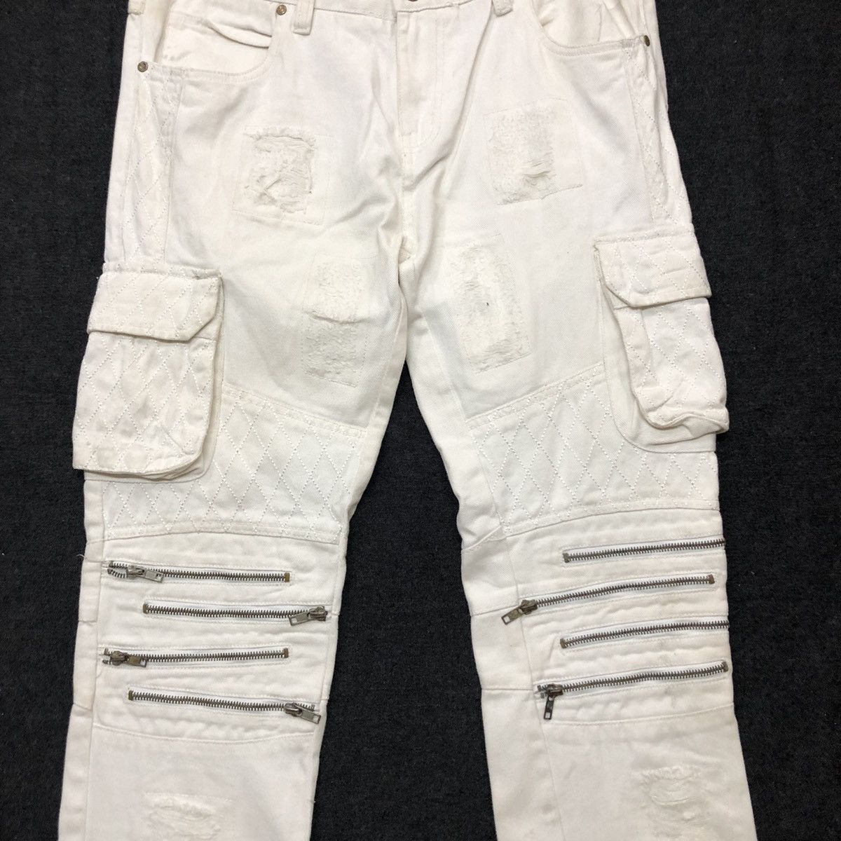 Other Distressed Denim Jeans Punk Cafe Racer Style Size US 37 - 4 Thumbnail