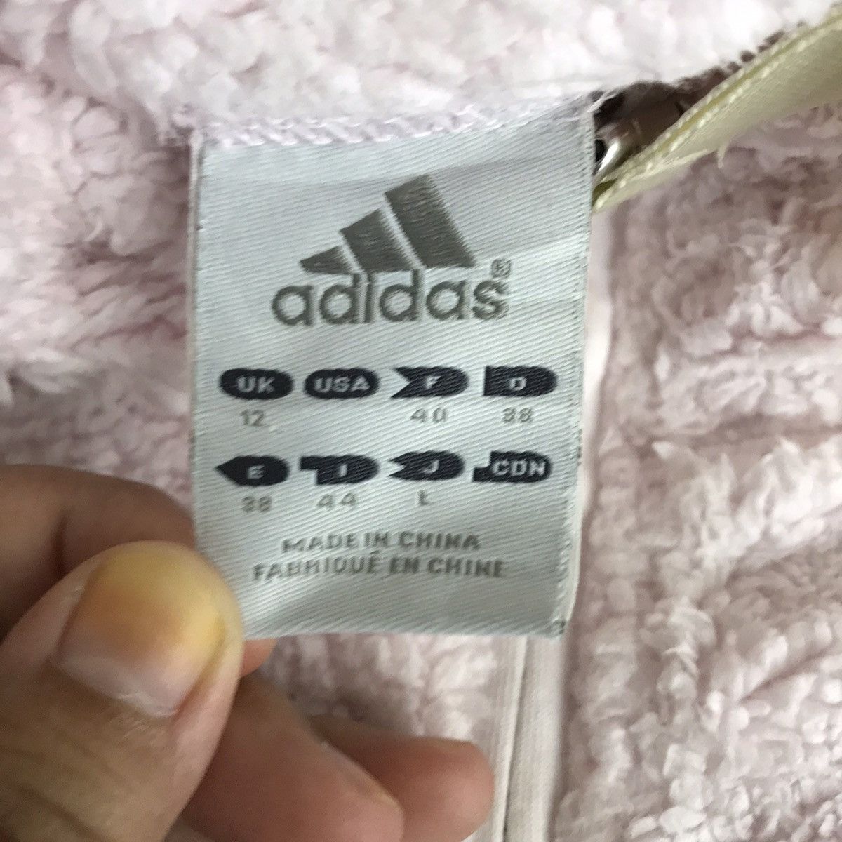 Adidas ADIDAS Soft Pink Sherpa Fleece Sweater Size US L / EU 52-54 / 3 - 3 Thumbnail