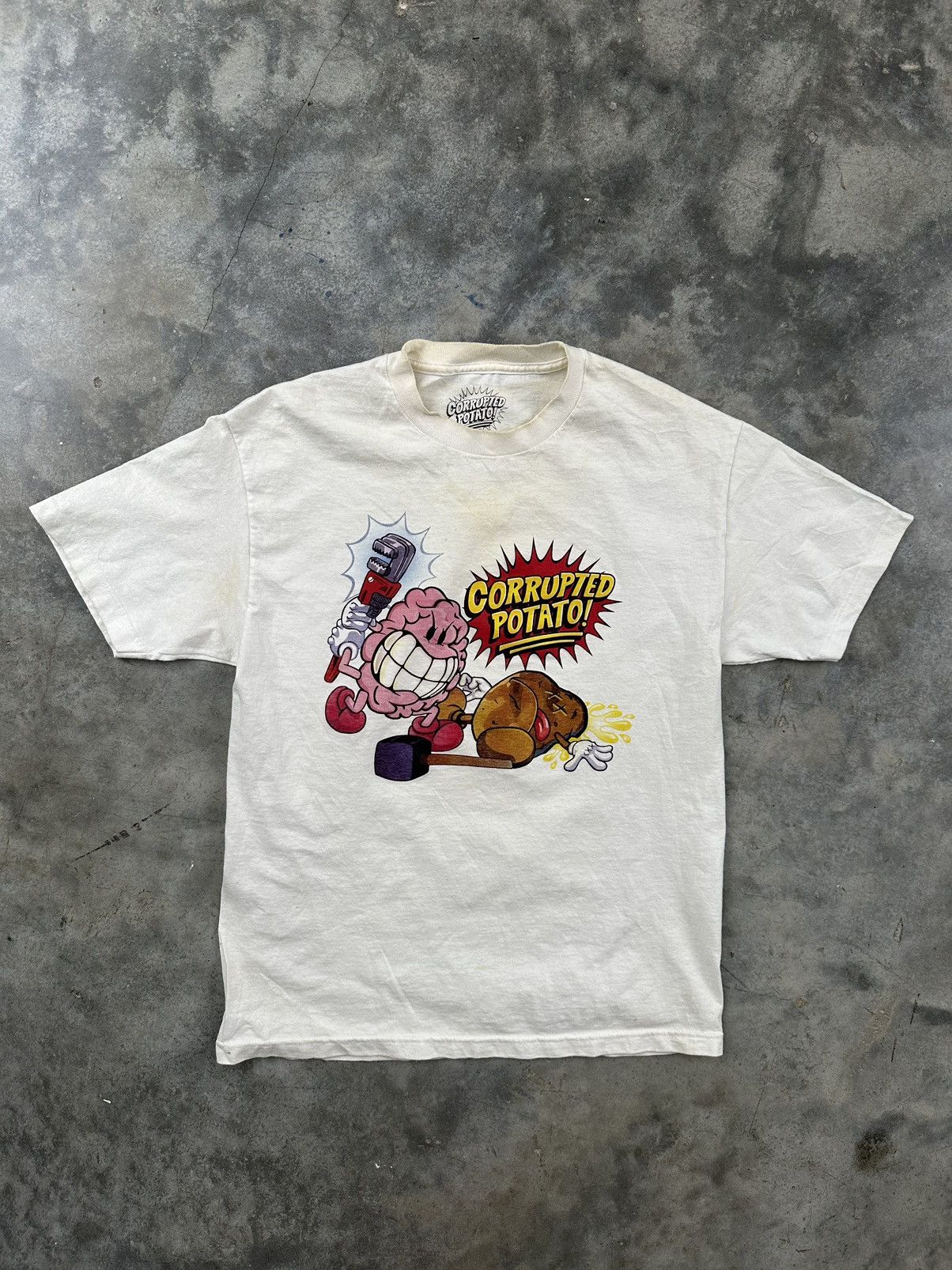 Imran Potato Imran Potato Corrupted Potato Cartoon Fight Tee White Large Size US L / EU 52-54 / 3 - 1 Thumbnail