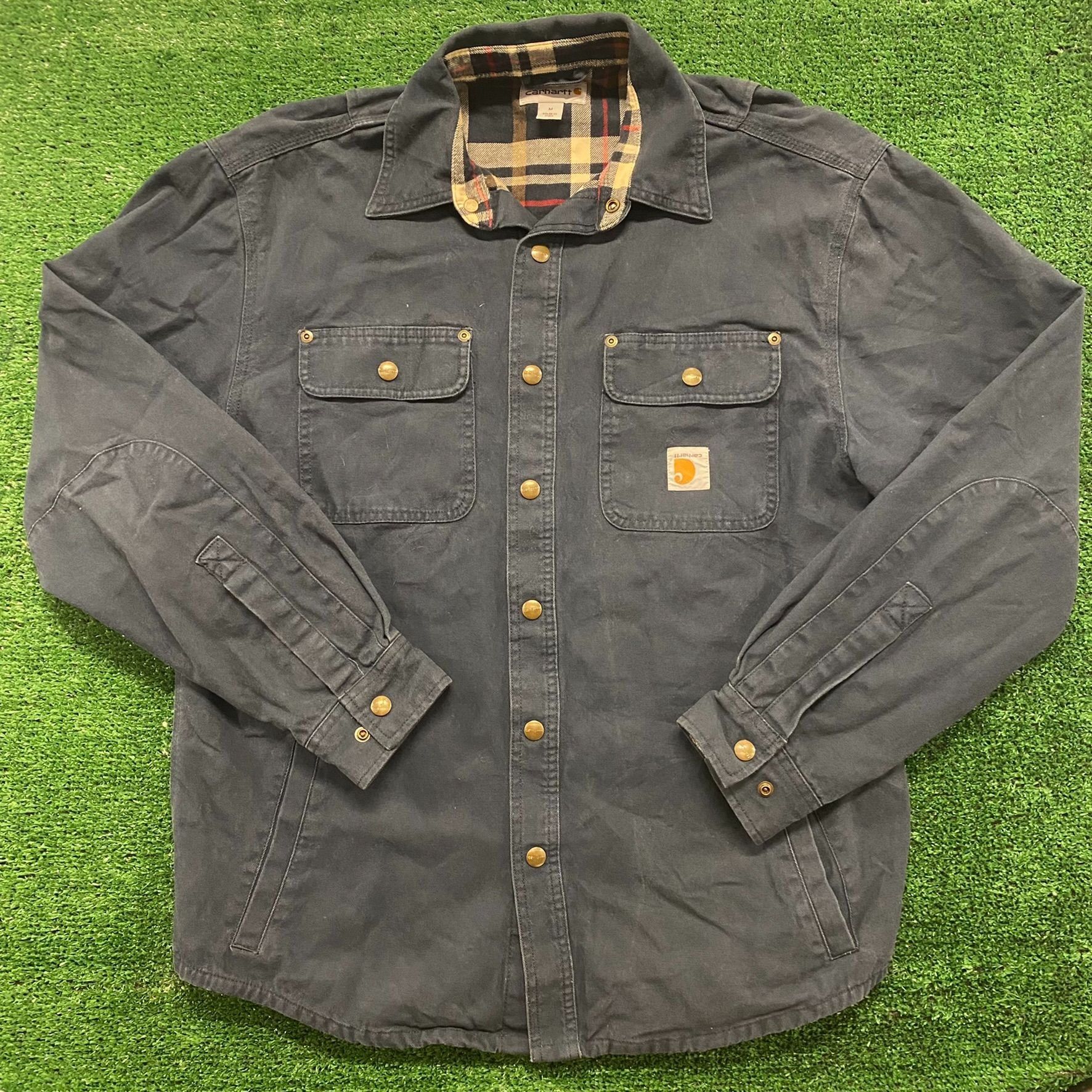 image of Sun Faded Distressed Carhartt Ripstop Work Jacket in Navy, Men's (Size Medium)