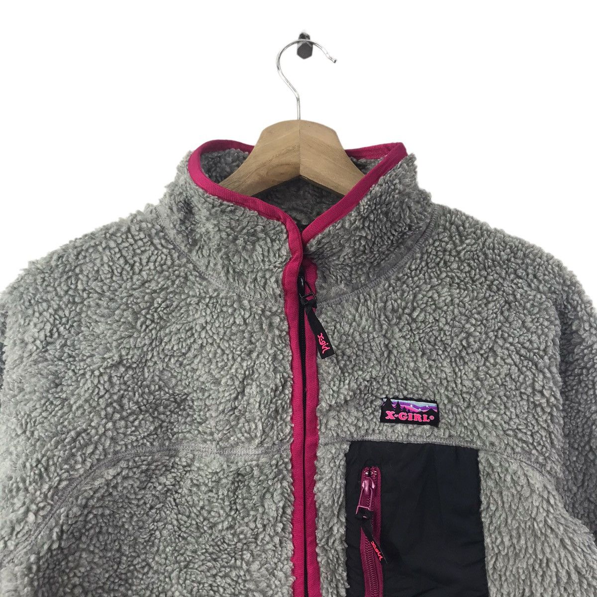 Japanese Brand X-GIRL SKATE Skateboard Brand Grey Sherpa FleeceBomberJacket Size XS / US 0-2 / IT 36-38 - 2 Thumbnail