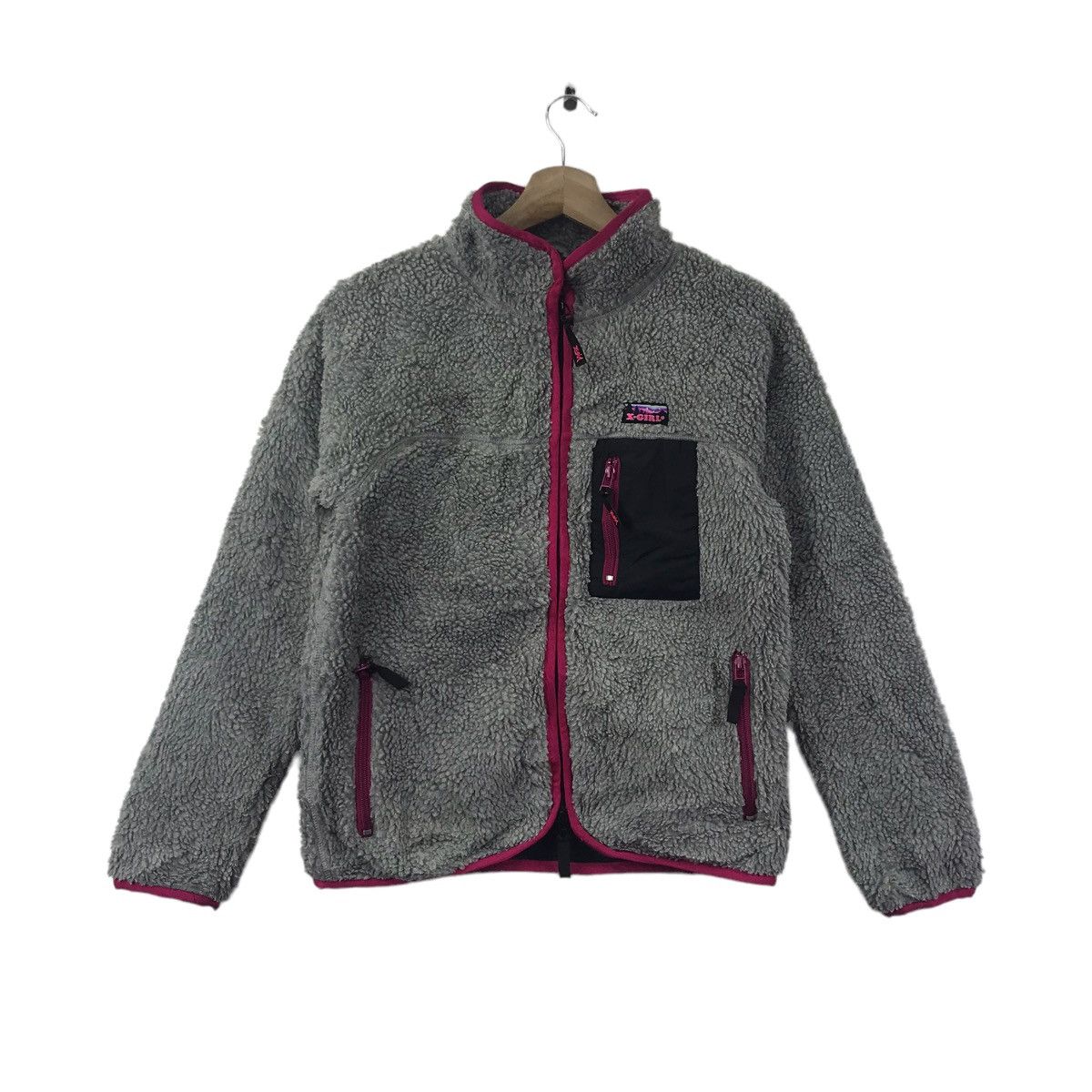 Japanese Brand X-GIRL SKATE Skateboard Brand Grey Sherpa FleeceBomberJacket Size XS / US 0-2 / IT 36-38 - 1 Thumbnail