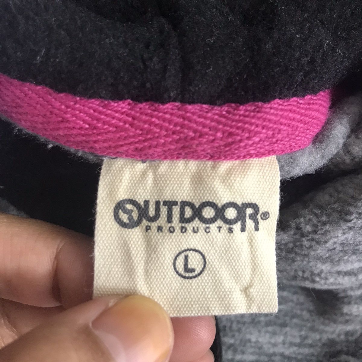 Vintage Vintage 90s OUTDOOR PRODUCT Big Logo Fleece Grey Hoodie Size US L / EU 52-54 / 3 - 5 Thumbnail