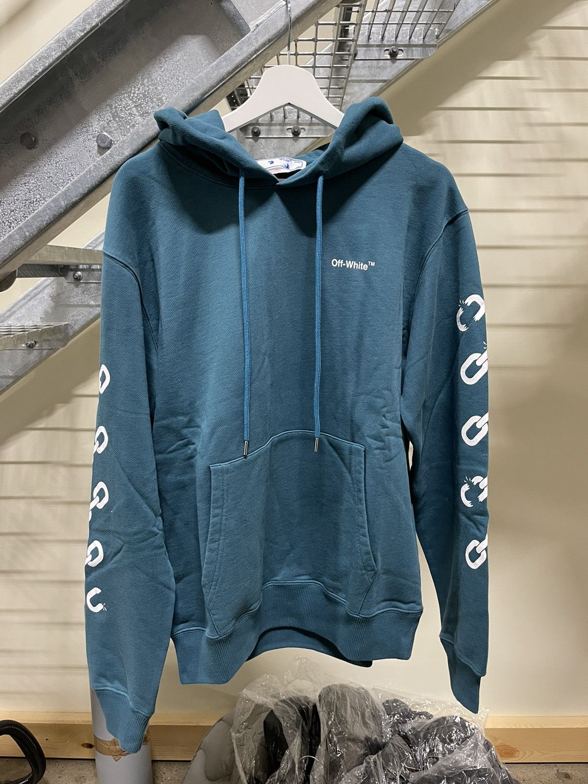 image of Off White Off-White Chain Arrow Hoodie New in Blue, Men's (Size 2XL)