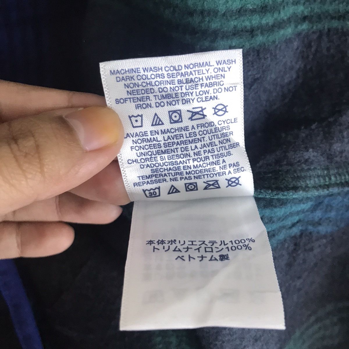 Lands' End LANDS' END Multi Color Check Fleece Bomber Jacket Size US L / EU 52-54 / 3 - 6 Thumbnail