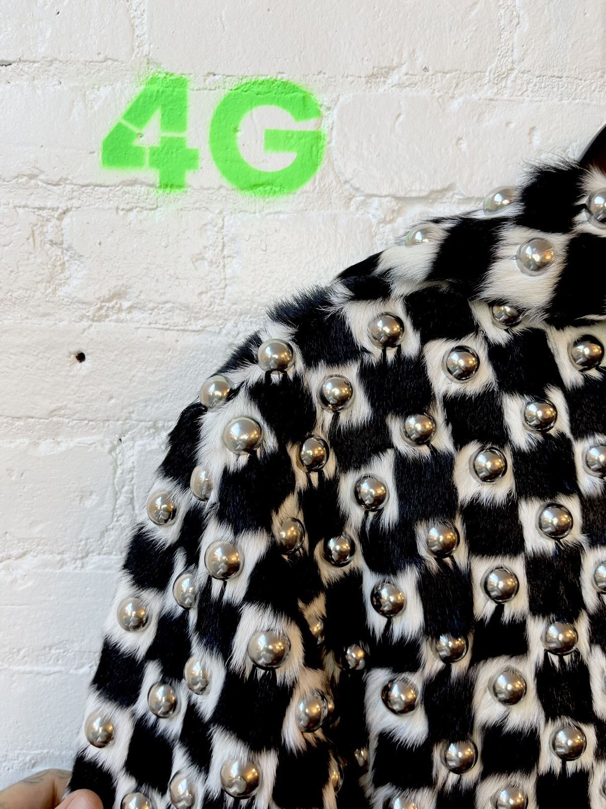 Celine Celine SS19 1/5 Runway MINK Checkered Damier Fur Stud Jacket Size US M / EU 48-50 / 2 - 21 Thumbnail