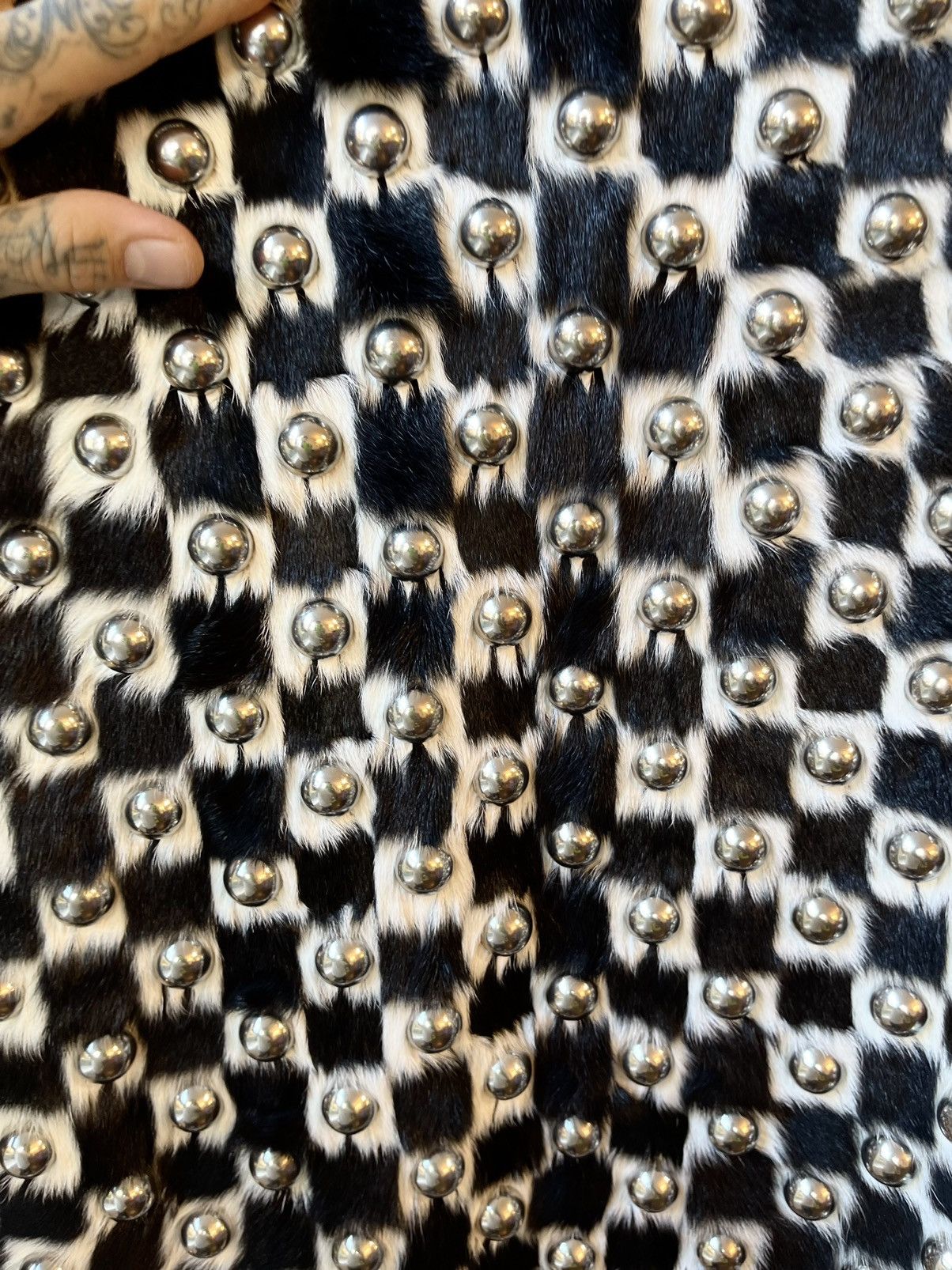 Celine Celine SS19 1/5 Runway MINK Checkered Damier Fur Stud Jacket Size US M / EU 48-50 / 2 - 22 Thumbnail