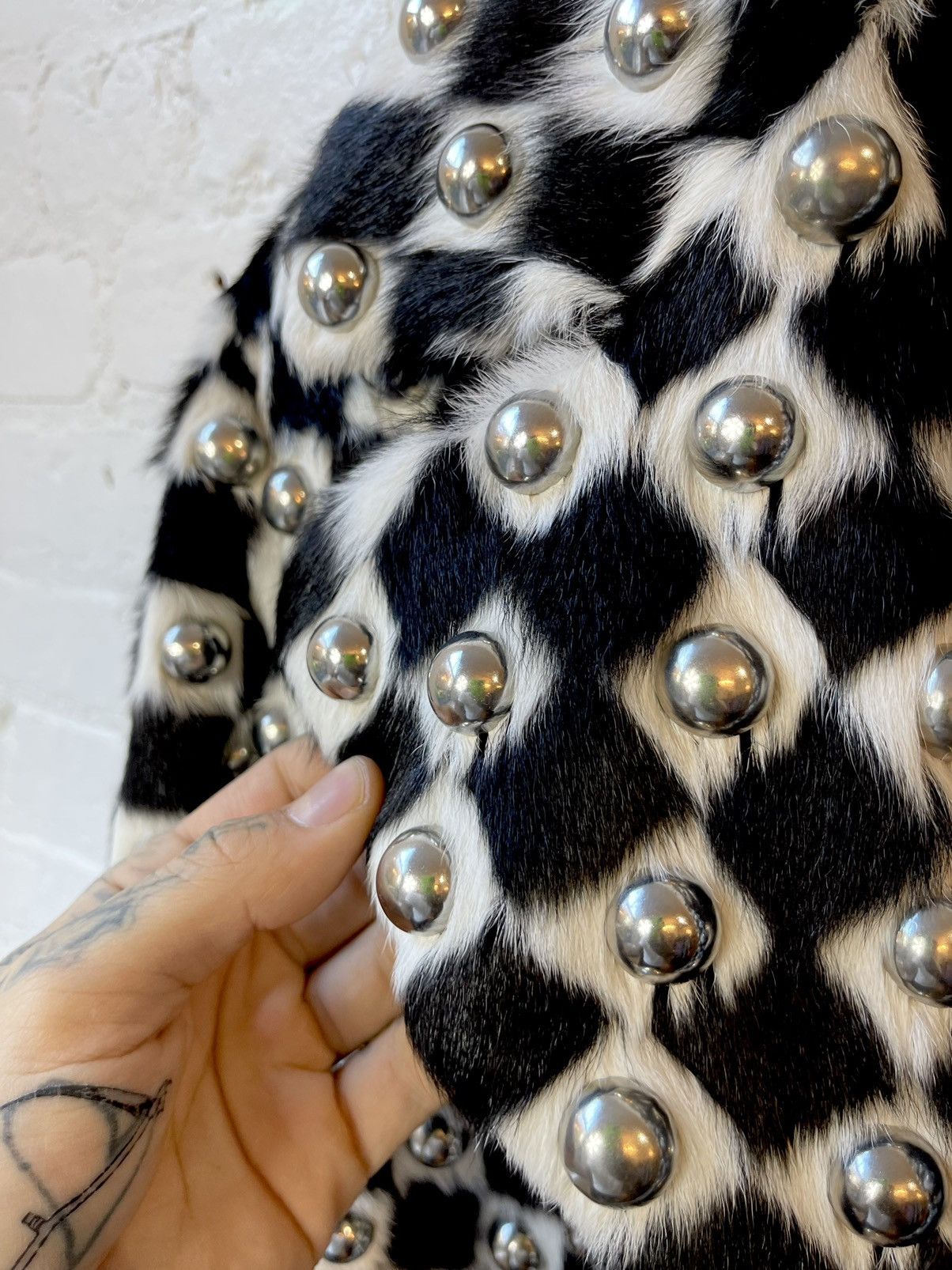 Celine Celine SS19 1/5 Runway MINK Checkered Damier Fur Stud Jacket Size US M / EU 48-50 / 2 - 7 Thumbnail