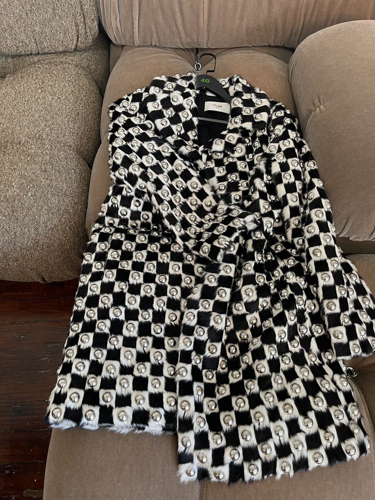 Celine Celine SS19 1/5 Runway MINK Checkered Damier Fur Stud Jacket Size US M / EU 48-50 / 2 - 23 Thumbnail
