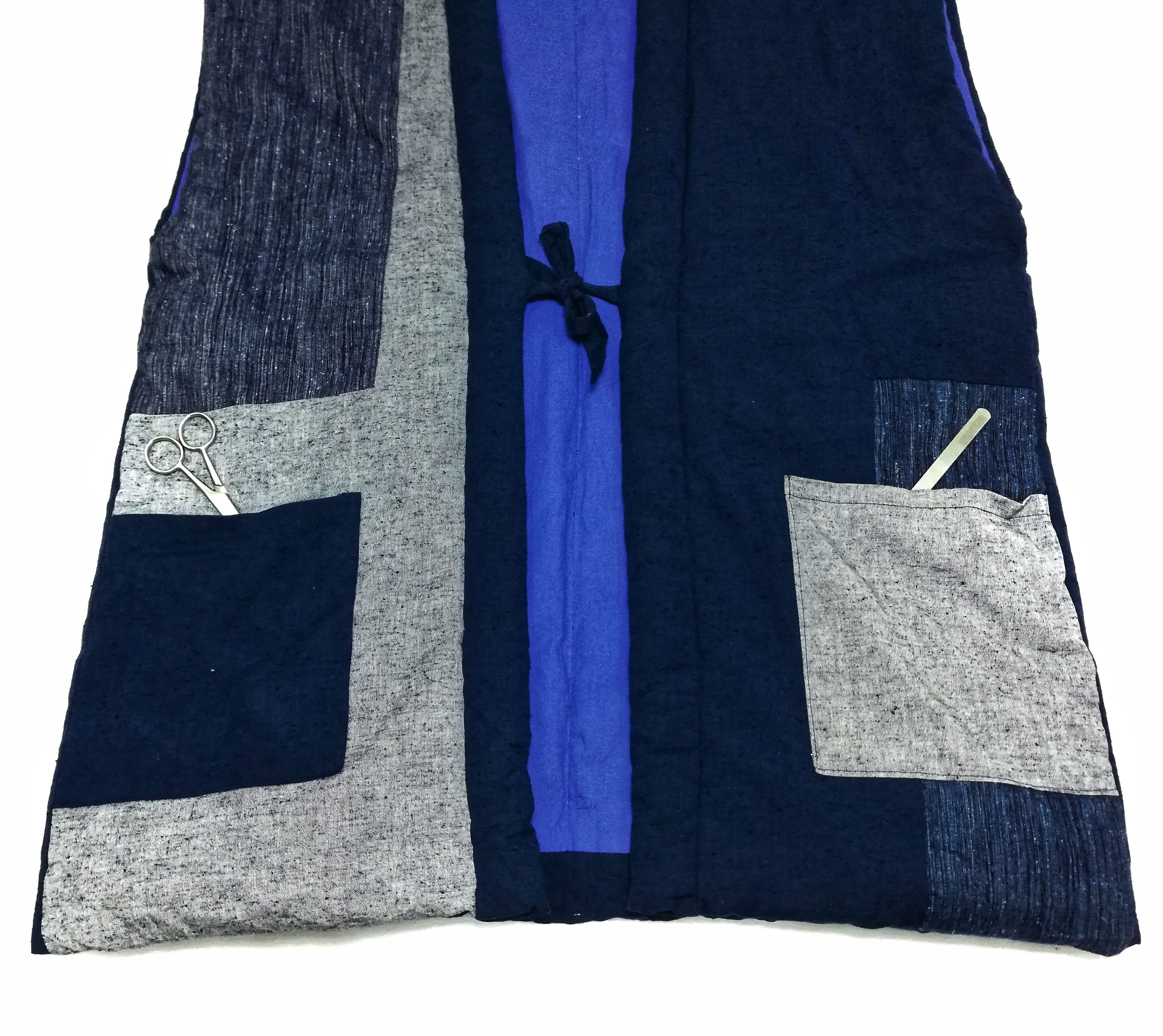 Art Comes First × Japanese Brand 🔥Blue Stripes Sanjuro Hanten Kimono Vest Noragi Style🔥 Size US L / EU 52-54 / 3 - 9 Thumbnail