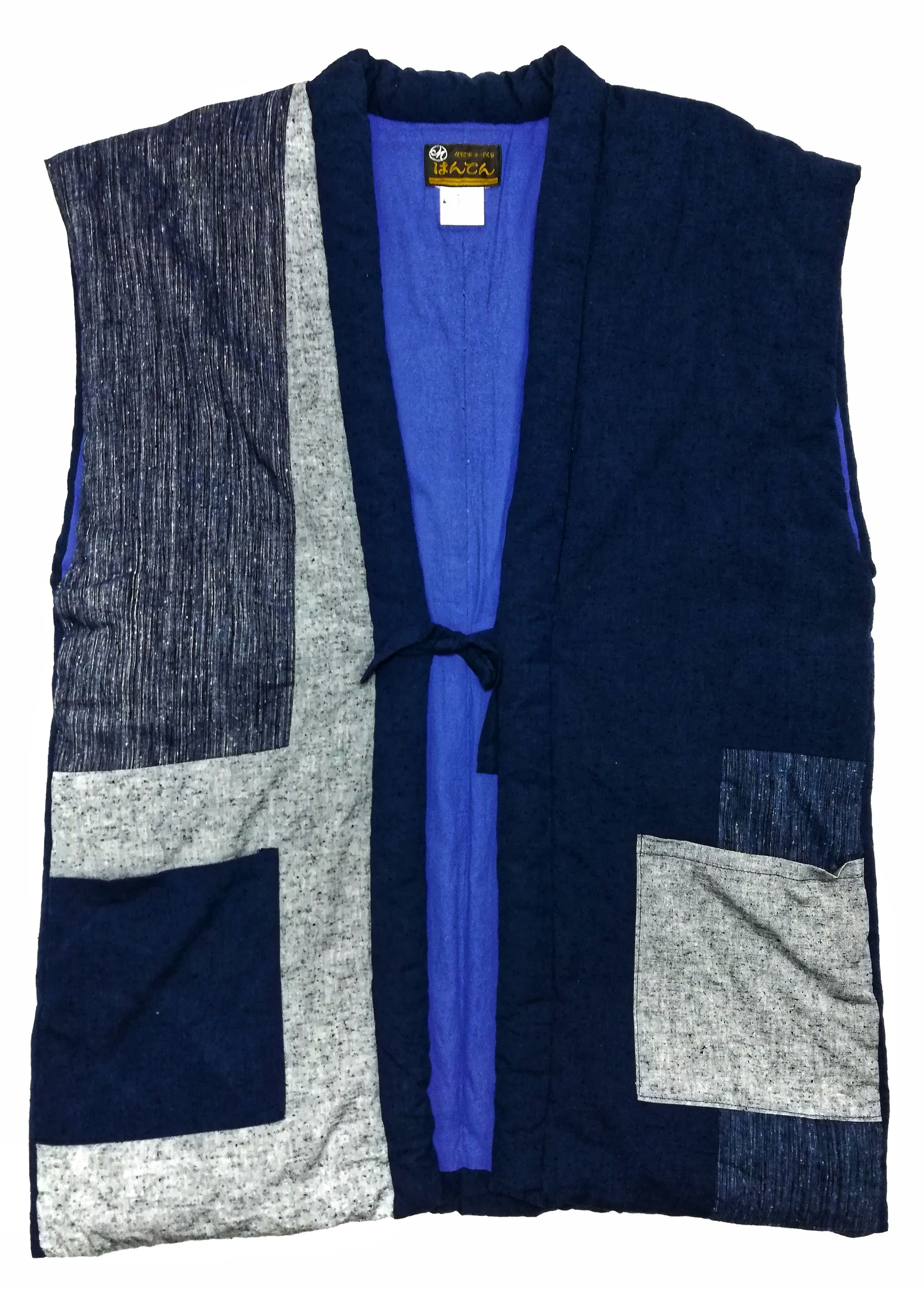 Art Comes First × Japanese Brand 🔥Blue Stripes Sanjuro Hanten Kimono Vest Noragi Style🔥 Size US L / EU 52-54 / 3 - 2 Thumbnail