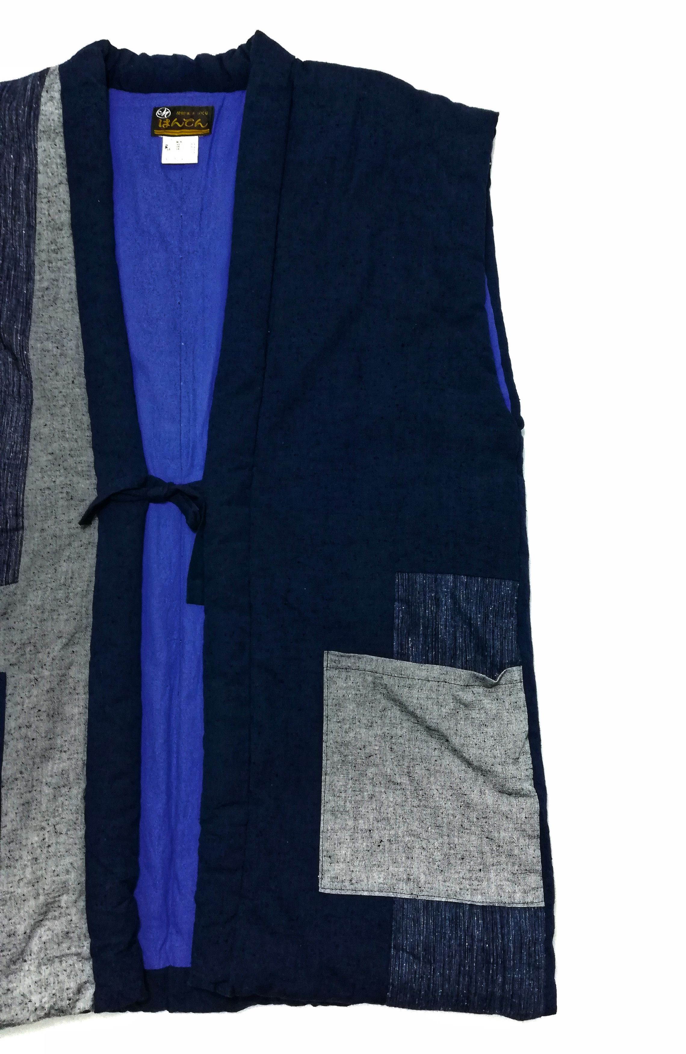 Art Comes First × Japanese Brand 🔥Blue Stripes Sanjuro Hanten Kimono Vest Noragi Style🔥 Size US L / EU 52-54 / 3 - 4 Thumbnail