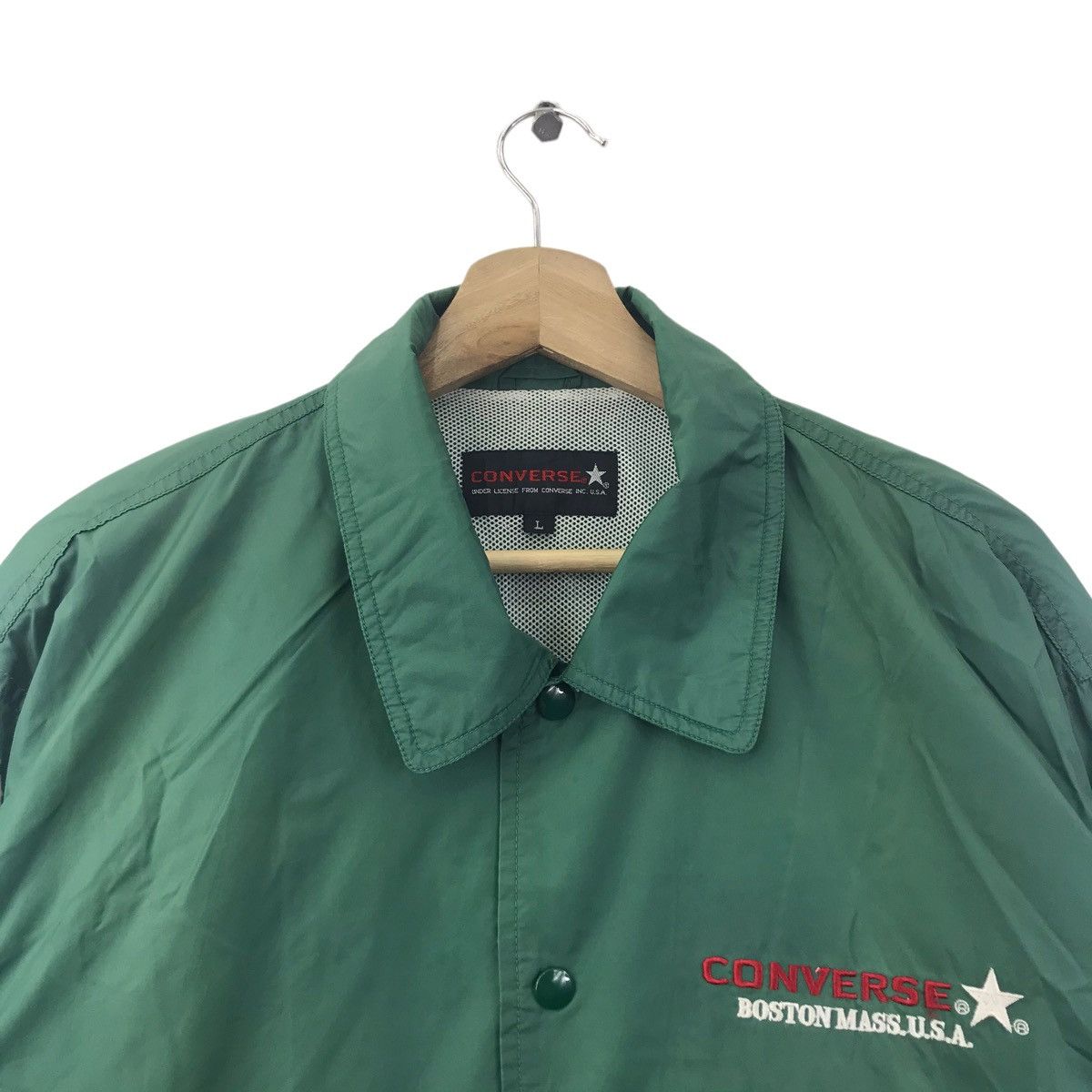 Converse CONVERSE Green Windbreaker Coach Jacket Varsity Size US L / EU 52-54 / 3 - 2 Thumbnail