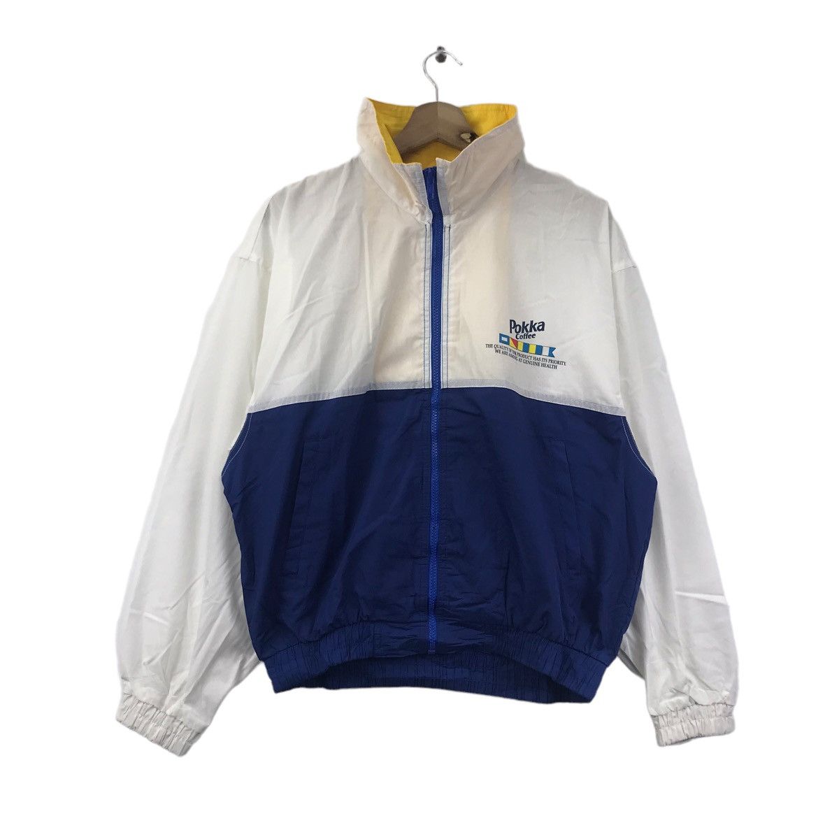 Vintage POKKA COFFEE White Blue Windbreaker Bomber Jacket Size US L / EU 52-54 / 3 - 1 Thumbnail
