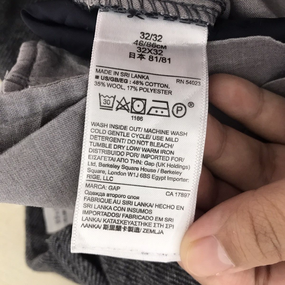 Gap GAP Slim Fit Grey Wool Casual Trousers Pant Size US 34 / EU 50 - 5 Thumbnail