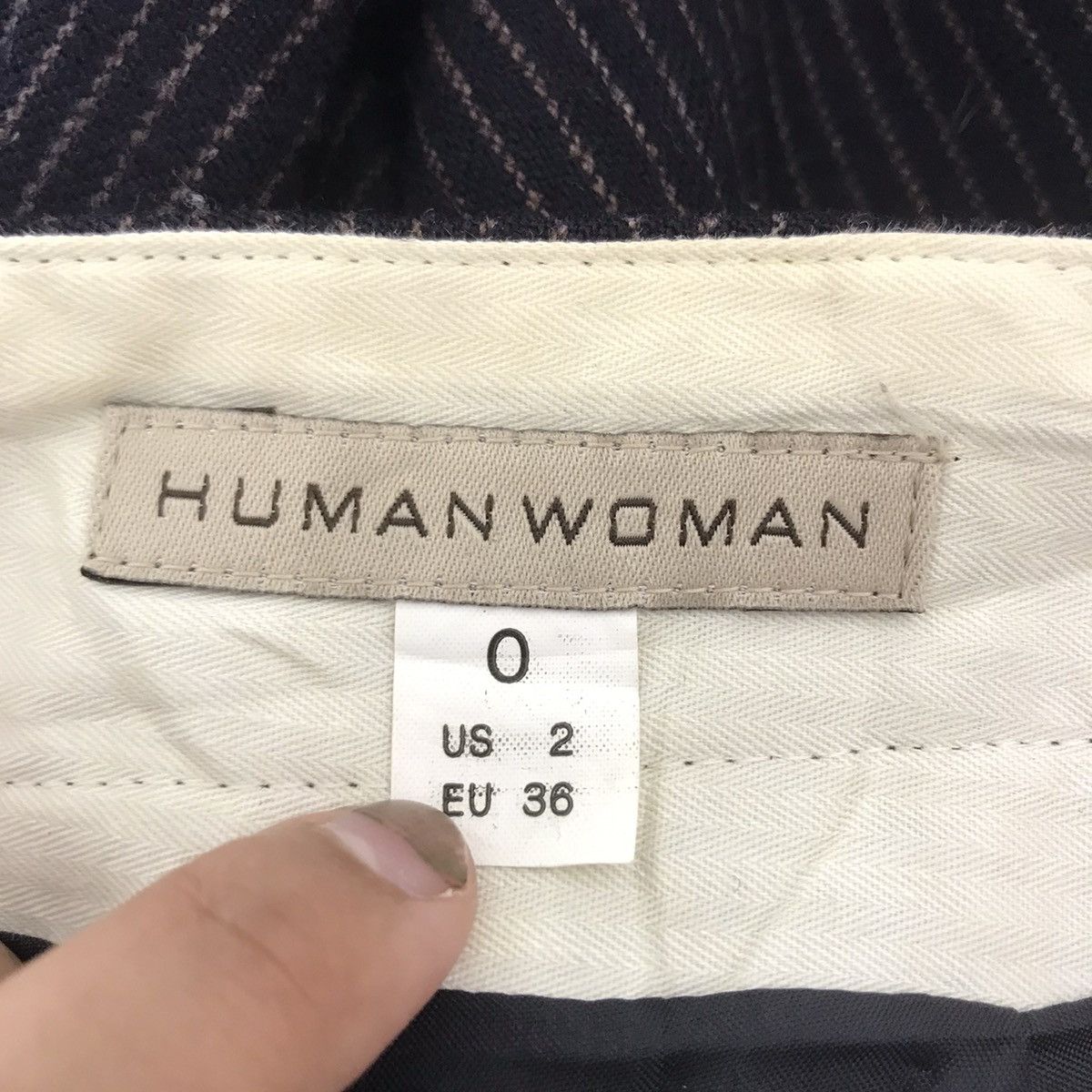 Vintage HUMAN WOMAN Japanese Brand Stripes Baggy Wool CasualTrousers Size 28" / US 6 / IT 42 - 3 Thumbnail