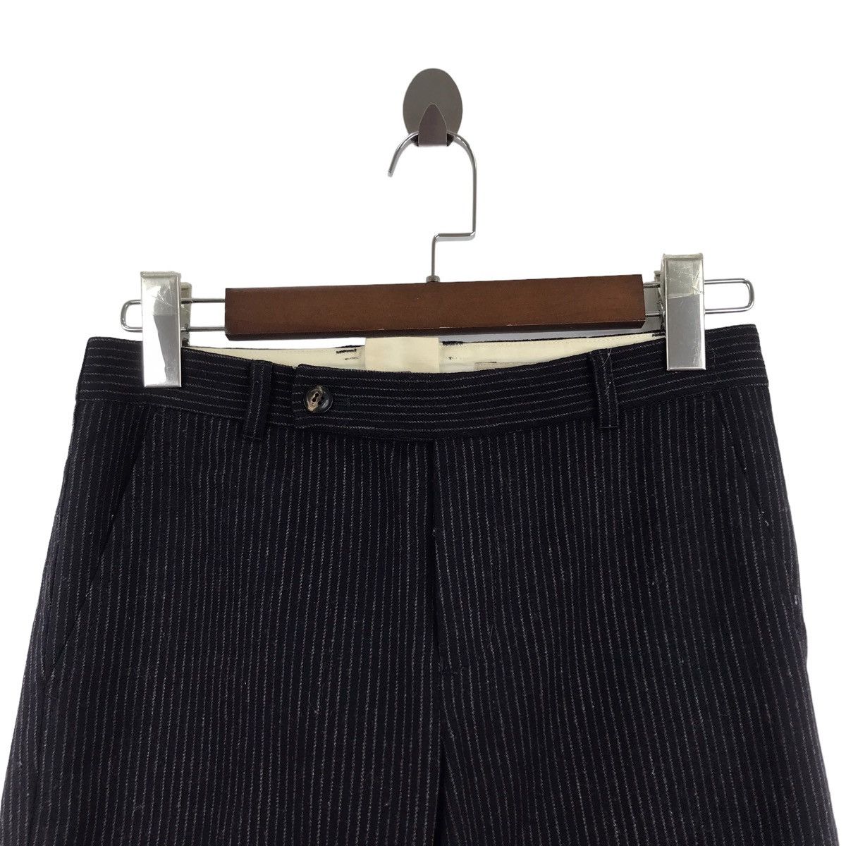 Vintage HUMAN WOMAN Japanese Brand Stripes Baggy Wool CasualTrousers Size 28" / US 6 / IT 42 - 2 Thumbnail