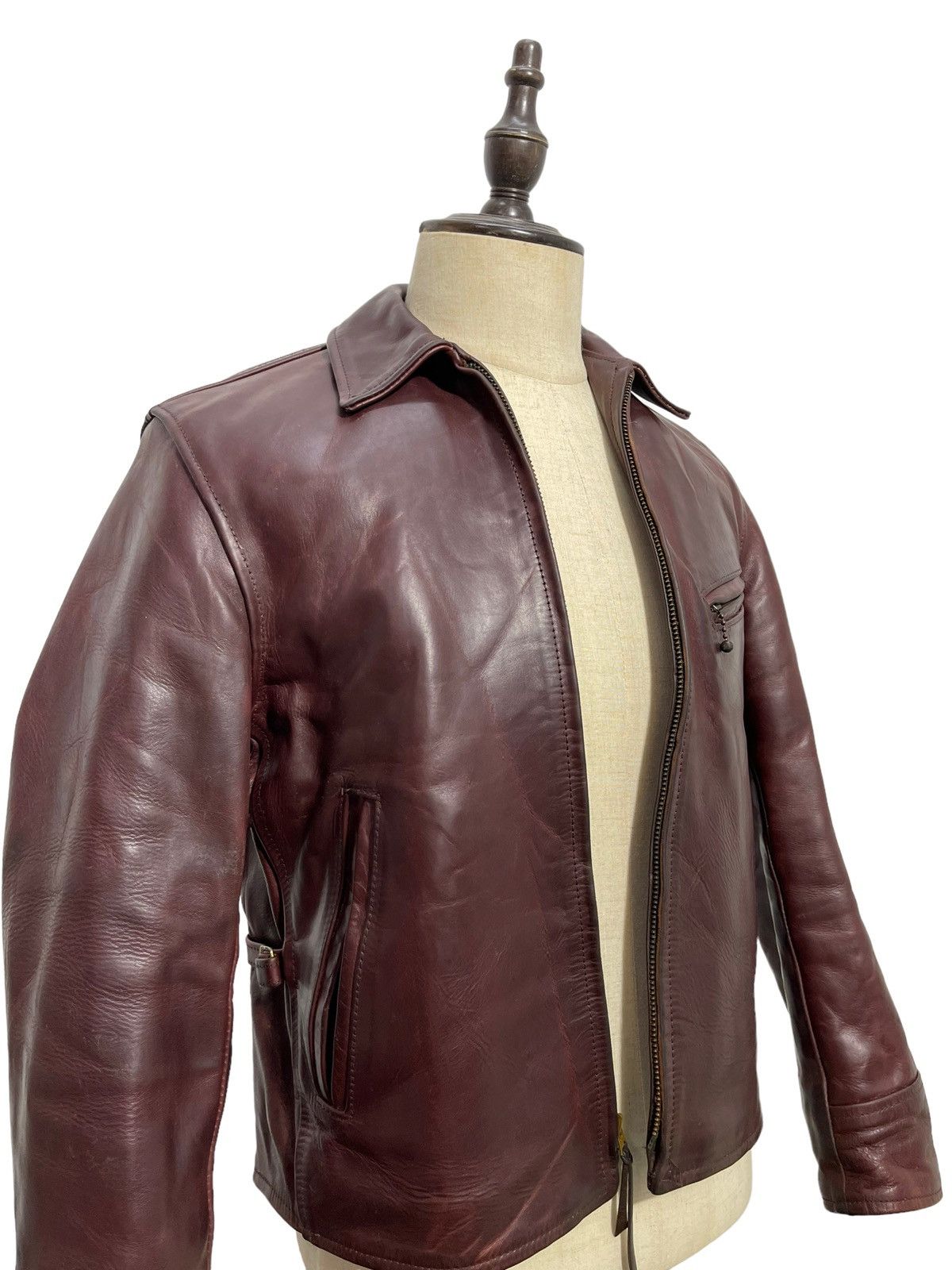 image of 1930S Half Belt Fq Horsehide VTG Aero Leather Tweed in Brown, Men's (Size Medium)