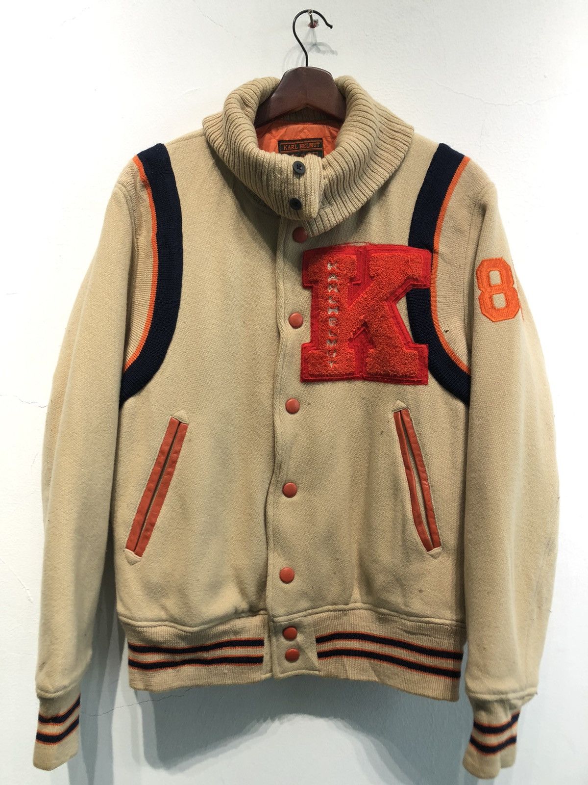 Karl Helmut × Vintage Kart Helmut Big Logo Varsity Jacket Size US M / EU 48-50 / 2 - 2 Thumbnail