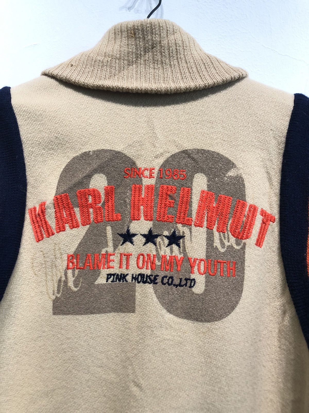 Karl Helmut × Vintage Kart Helmut Big Logo Varsity Jacket Size US M / EU 48-50 / 2 - 6 Thumbnail