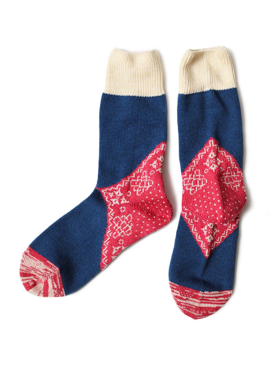 image of Kapital Bandana Socks in Navy, Men's