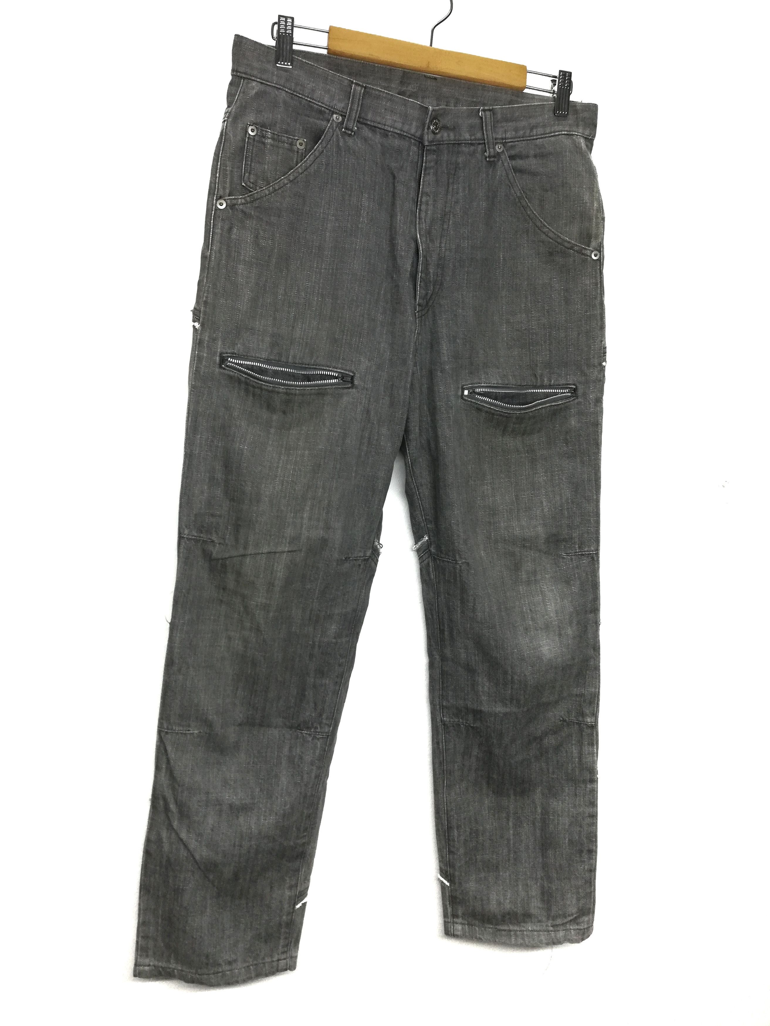 Japanese Brand 🔥Reconstructed Zipper Distressed Denim Trouser Pants🔥 Size US 33 - 1 Thumbnail