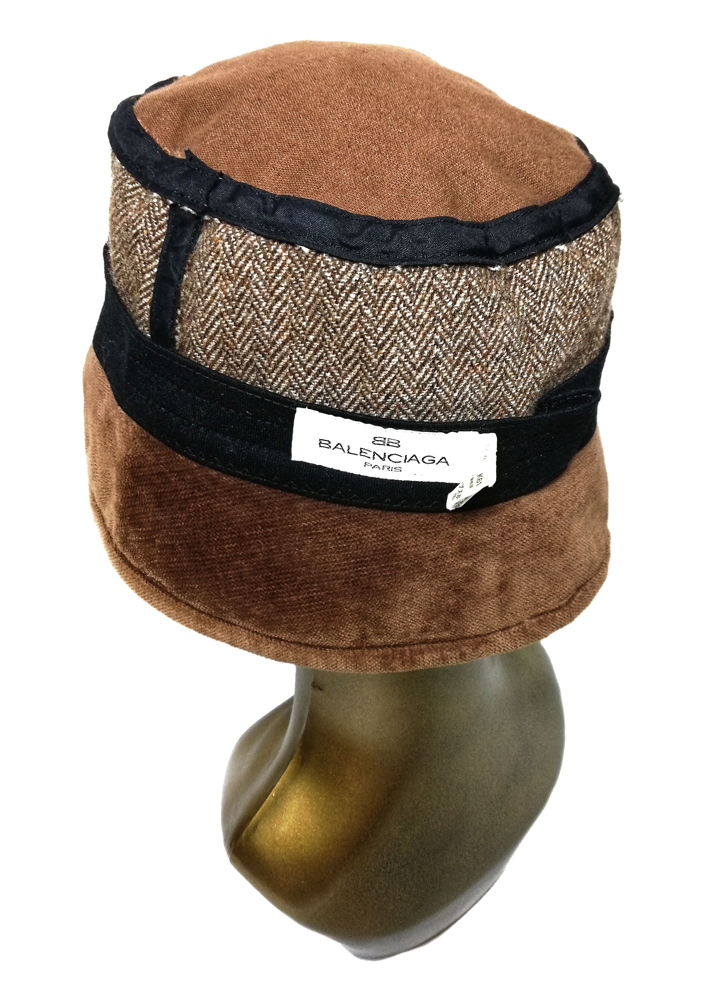 Balenciaga × Vintage 🔥Balenciaga Paris Hybrid Tweed Knit Corduroy Bucket Hat Size ONE SIZE - 12 Thumbnail