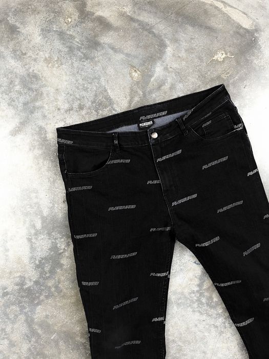 Pleasures Pleasures Black Repeat Logo Typhoon Denim Jeans Sz. 36