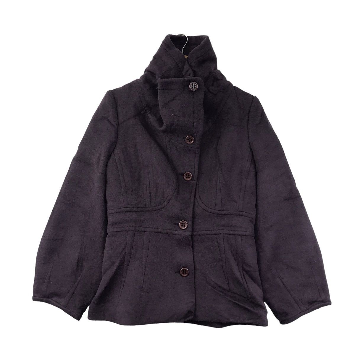 TOMASO STEFANELLI Turtleneck Button Up Purple Coat Jacket