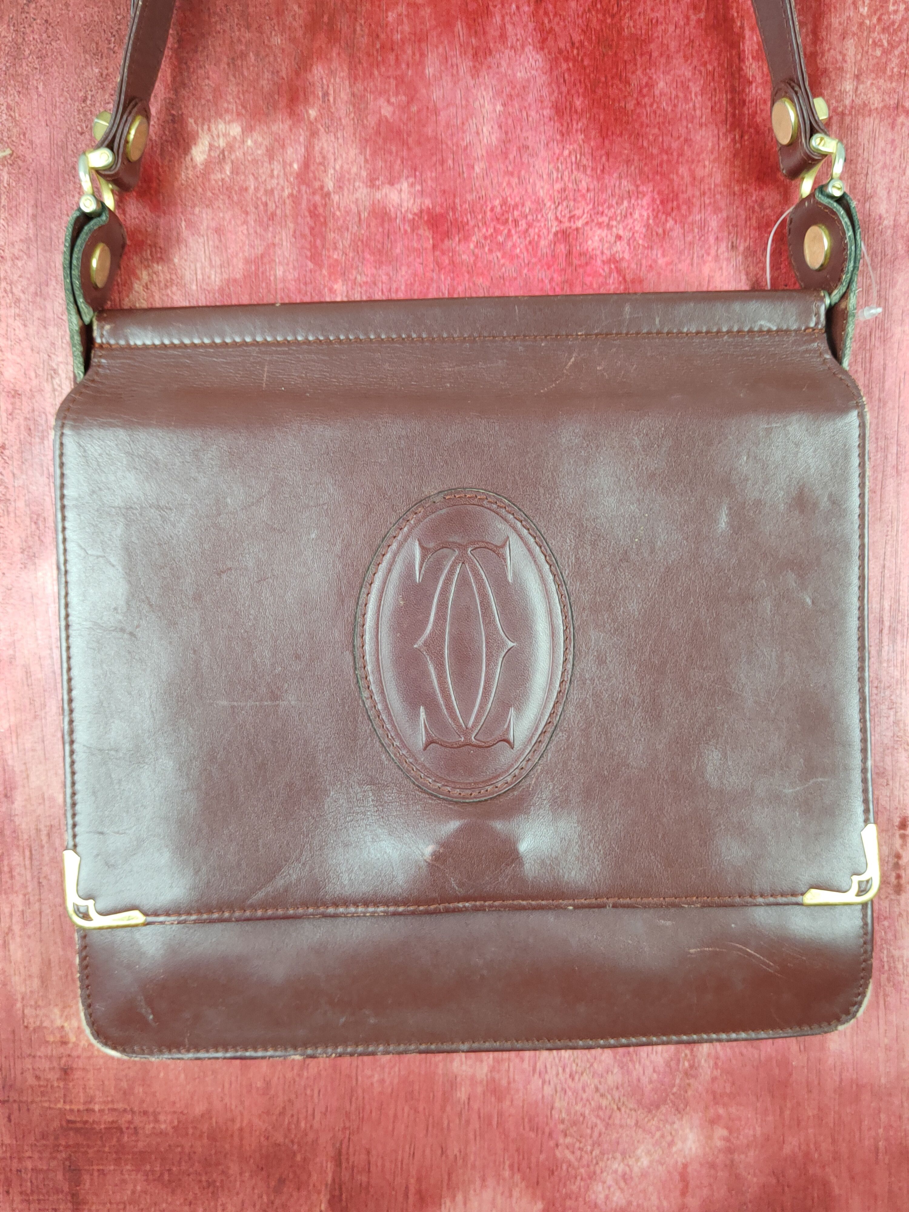 Cartier DL Cartier vintage Maroon Crossbody sling Bag #SB041 Size ONE SIZE - 2 Thumbnail