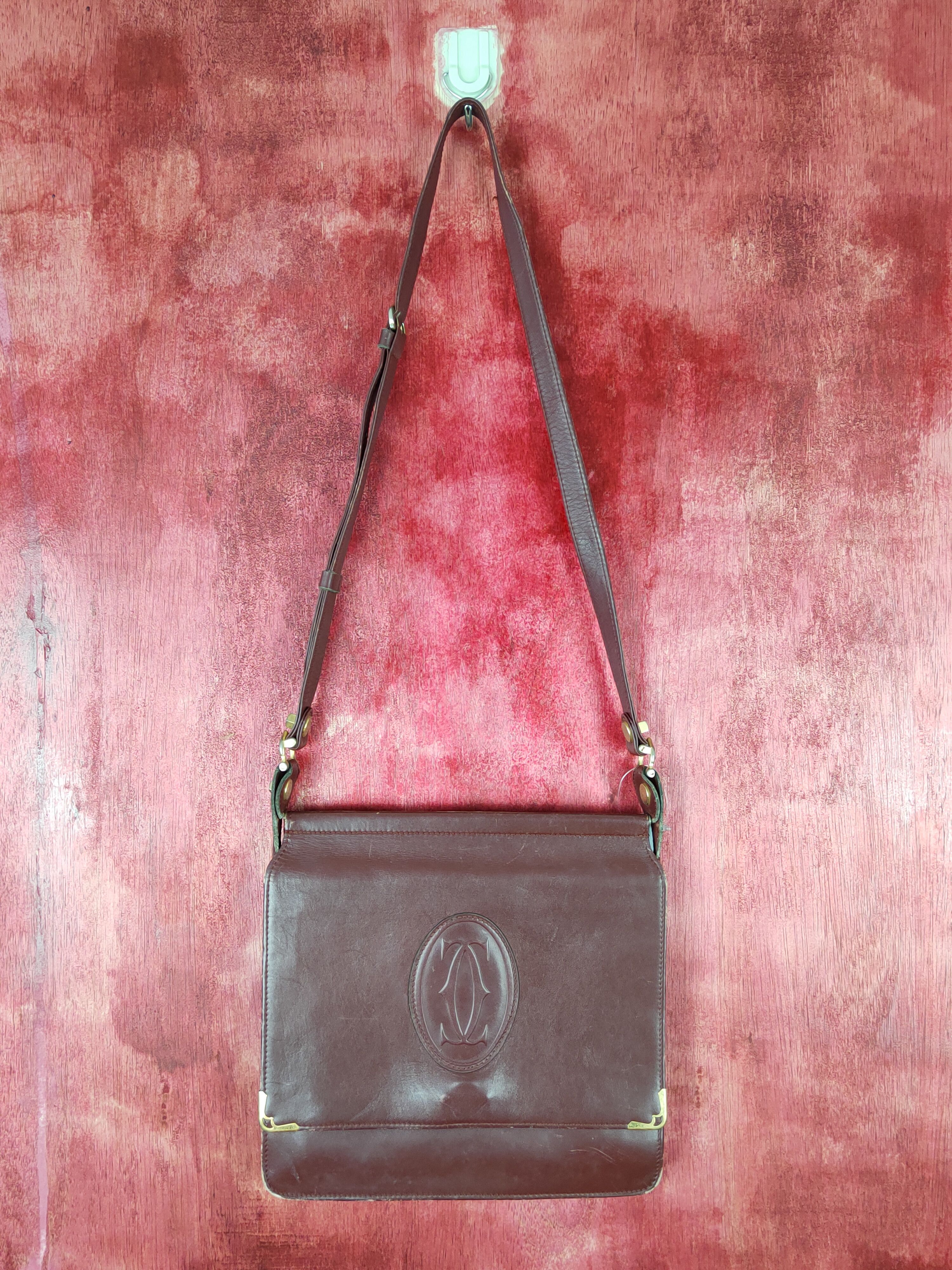Cartier DL Cartier vintage Maroon Crossbody sling Bag #SB041 Size ONE SIZE - 1 Thumbnail