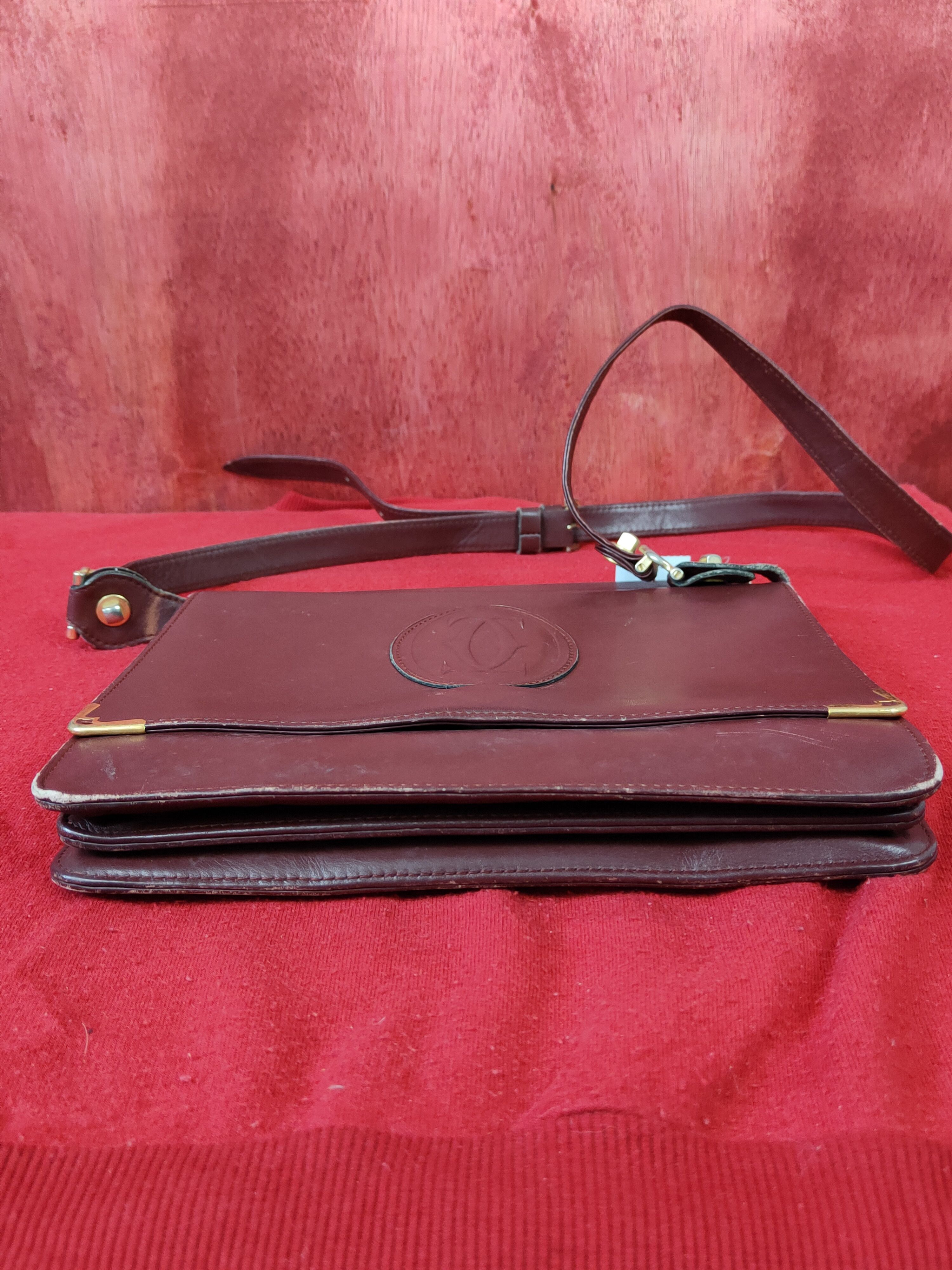 Cartier DL Cartier vintage Maroon Crossbody sling Bag #SB041 Size ONE SIZE - 9 Thumbnail